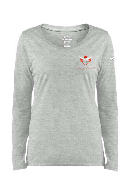 Ruby Red Nike Ladies Long Sleeve Scoop Neck Tee