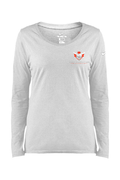 Ruby Red Nike Ladies Long Sleeve Scoop Neck Tee